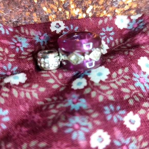 One Round Purple Resin Bead and One Small Round Silver Crystal Spacer! - Picture 9 of 10